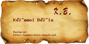 Kümmel Béla névjegykártya